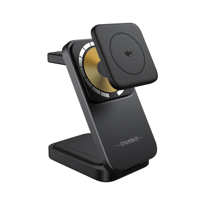 Choetech MagLeap 3-in-1 Wireless Charger ชาร์จ iPhone, Apple Watch และ AirPods พร้อมกัน รองรับ Qi2 15W พับได้ พกพาง่าย ถอดแท่นชาร์จนาฬิกาได้