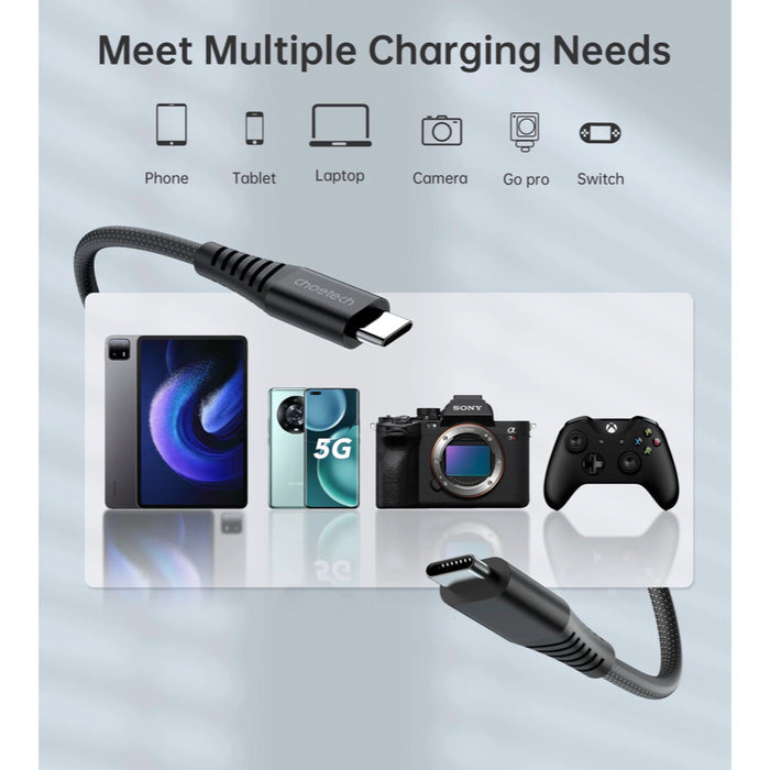 สายชาร์จ Choetech Magnetic Cable C to C 240W ความยาว 1.8 เมตร สี Black