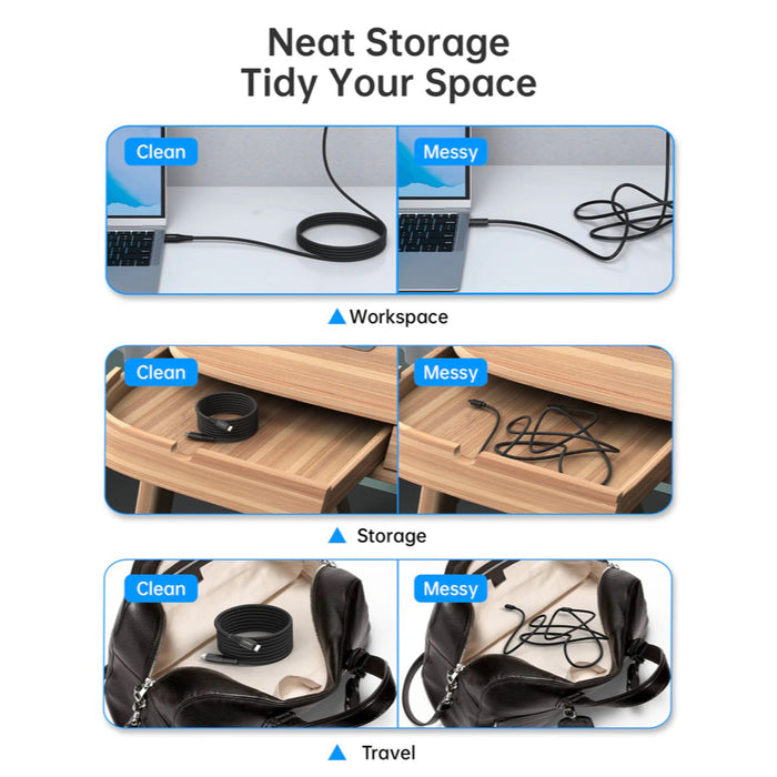 สายชาร์จ Choetech Magnetic Cable C to C 240W ความยาว 1.8 เมตร สี Black