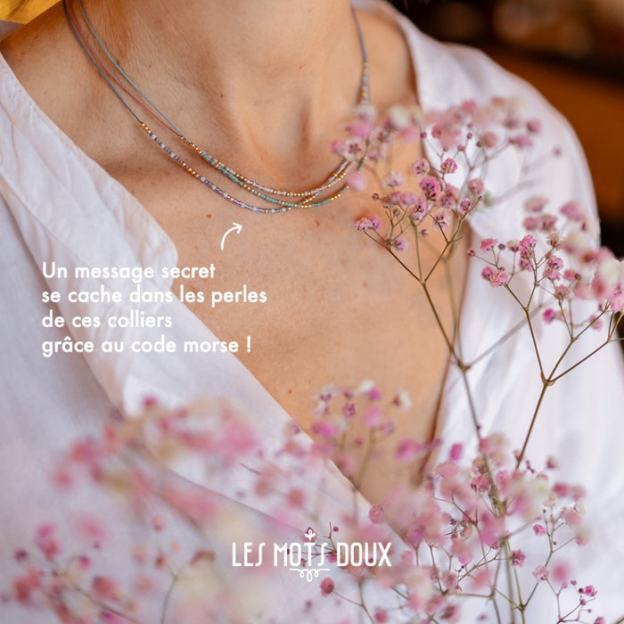 Collier Code Morse : Je porte bonheur