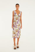 Cream Grape Garden Midi Dress