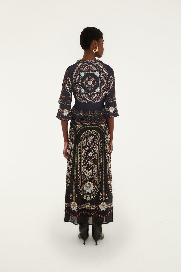 FARM Rio model wearing the Daniela Black Short Sleves Maxi Dress