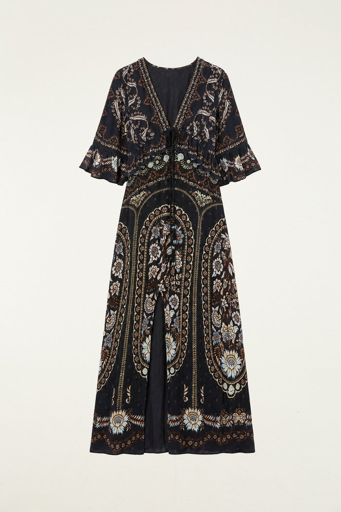 Daniela Short Sleeve Ruffled Maxi Dress