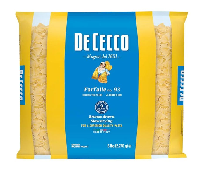 De Cecco Farfalle Pasta, Durum Wheat, 5 lb De Cecco 1 Count