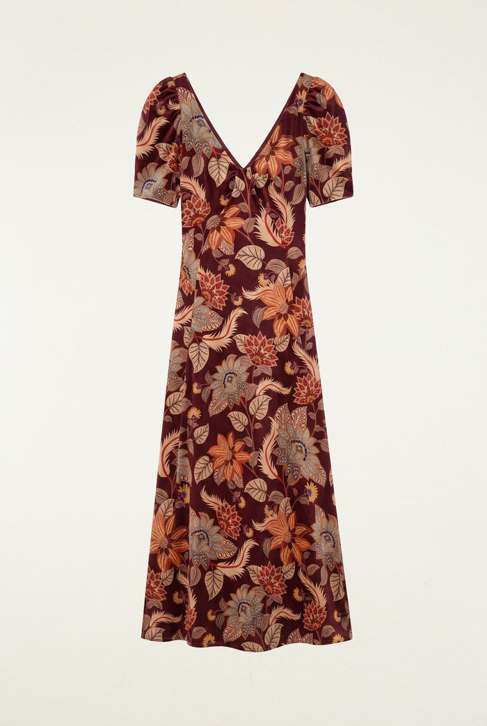 Delhi Floral Short Sleeve Velvet Maxi Dress