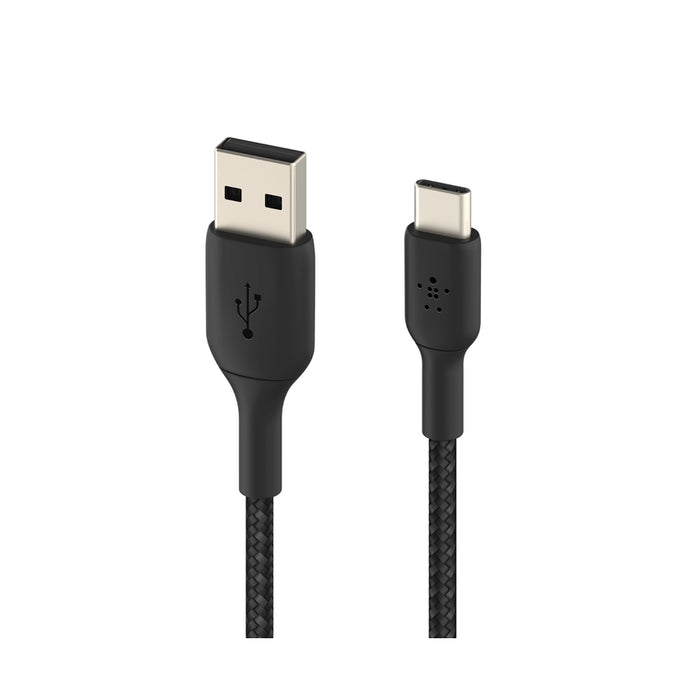 สายเคเบิล Double Nylon Braided Sync and Charge USB-A to C ขนาด 15 วัตต์