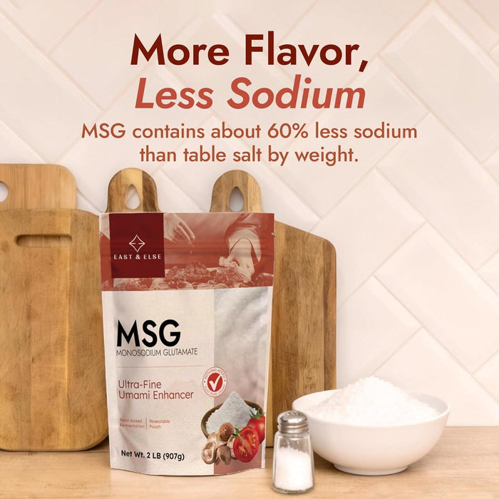 East and Else MSG (Monosodium Glutamate), Ultra-Fine Flavor Enhancer Powder, 2 LB Resealable Bag Snackathon Foods