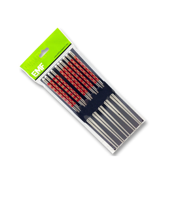 EMF - 5-Pair Hollow Stainless Steel Chopsticks (Red Checker) 22.5cm