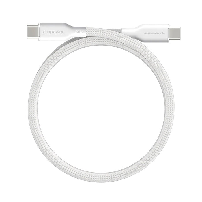 Cable Empower by PanzerGlass
 Magnetic C to C 240W 1.5M สี Silver White สายชาร์จ USB-C ดีไซน์แม่เหล็ก จัดเก็บง่าย รองรับชาร์จเร็ว 240W