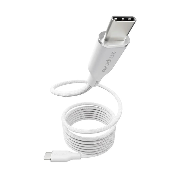 สายชาร์จ Empower by PanzerGlass
 USB-C to USB-C ความยาว 1.5 เมตร สี Silver White พร้อม Magnetic Cable ใช้งานสะดวก