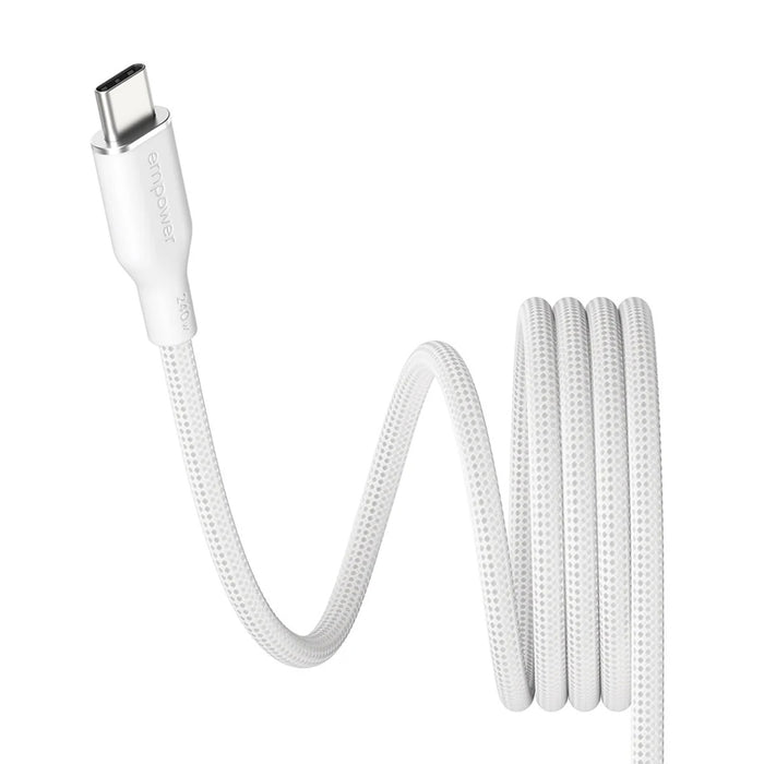 Empower Magnetic C to C Cable สี Silver White รองรับ Fast Charge 240W พร้อมสายถักแข็งแรง ทนทาน