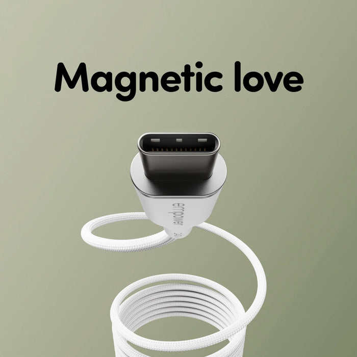 สายชาร์จเร็ว Empower by PanzerGlass รุ่น Magnetic สี Silver White รองรับ Power Delivery สูงสุด 240W