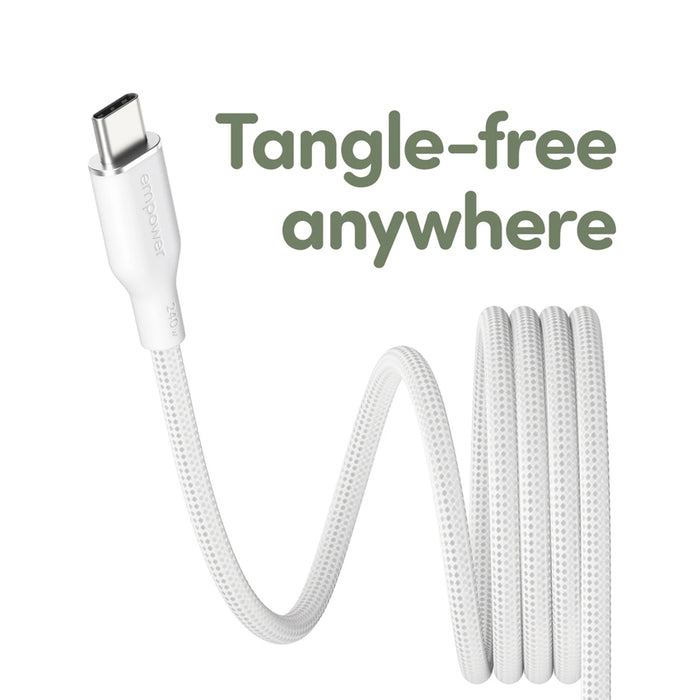 สายชาร์จ PanzerGlass C to C Cable 240W 1.5M สี Silver White รองรับชาร์จไวและโอนถ่ายข้อมูล