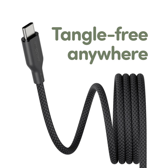 สายชาร์จ PanzerGlass C to C Cable 240W 1.5M สี Space Black รองรับชาร์จไวและโอนถ่ายข้อมูล USB 2.0