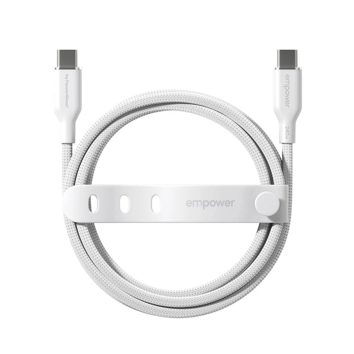 Cable Empower by PanzerGlass
 Racing C to C 240W 1.2M สี Silver White สายชาร์จ USB-C ดีไซน์พรีเมียม รองรับชาร์จเร็ว