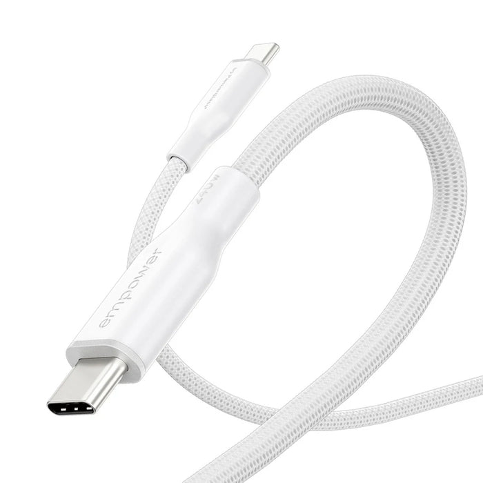 Empower Racing C to C Cable 240W สี Silver White สายถักทนทาน ใช้งานสะดวก รองรับ Fast Charge