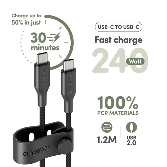 สายชาร์จ PanzerGlass Racing Cable 240W สี Space Black ความยาว 1.2 เมตร ดีไซน์พรีเมียม