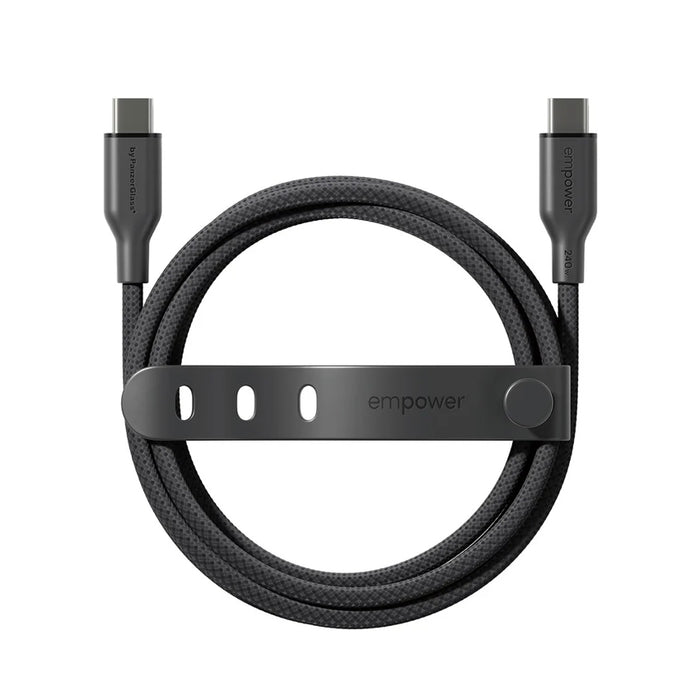 Cable Empower by PanzerGlass
 Racing C to C 240W 2M สี Space Black สายชาร์จ USB-C ดีไซน์พรีเมียม รองรับชาร์จเร็ว 240W