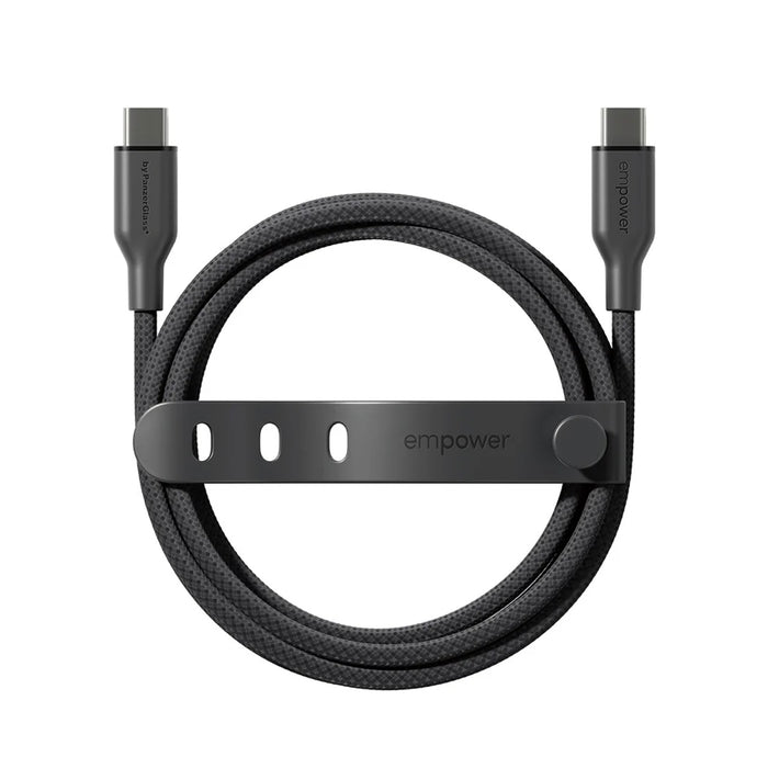 Empower by Panzerglass Racing USB-C to USB-C Cable 60W 1.2M สี Space Black ภาพรวมสินค้าทั้งชิ้น พื้นหลังขาว