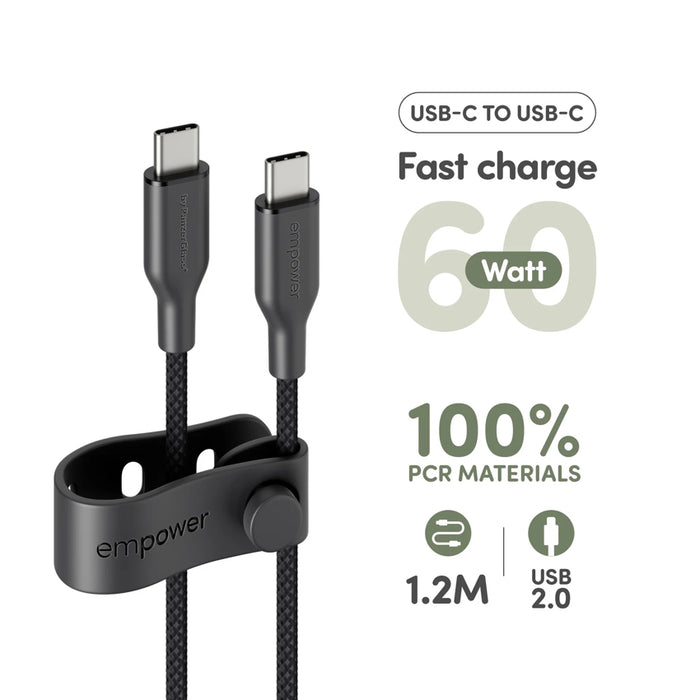 Empower by Panzerglass Racing Space Black 60W Cable เชื่อมต่อกับแล็ปท็อป แสดงความสามารถ fast charging 60W