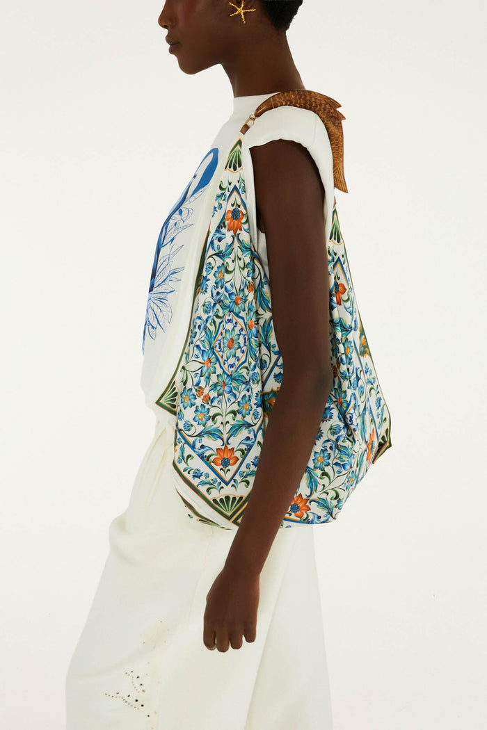 Off-White Flowers Satin Medium Scarf Bag