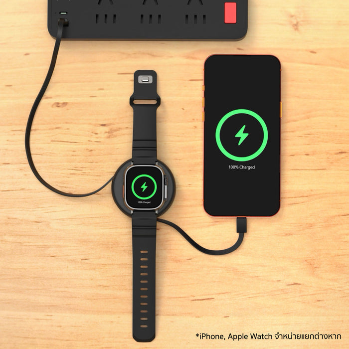 Function 101 2-in-1 Retractable Cable ชาร์จ iPhone ด้วยแผ่น Wireless Charging 7.5W
