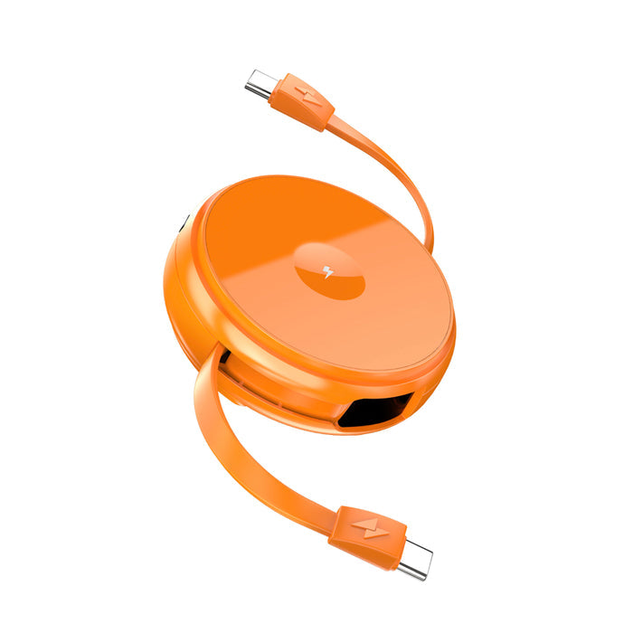 Function 101 2-in-1 Retractable Cable แผ่นชาร์จไร้สายพร้อมสาย USB-C 60W พับเก็บได้ สีส้ม