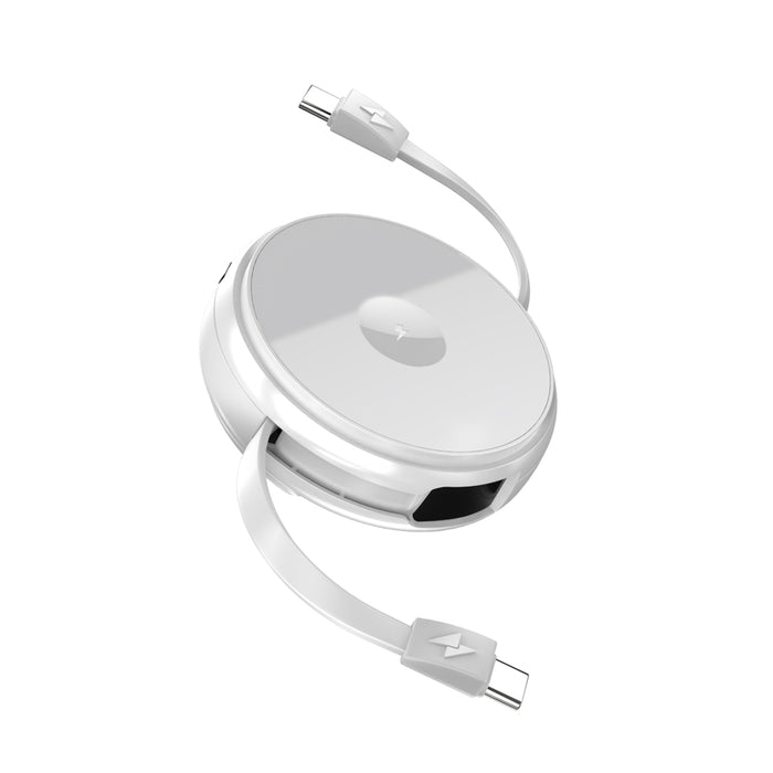 Function 101 2-in-1 Retractable Cable แผ่นชาร์จไร้สายพร้อมสาย USB-C 60W พับเก็บได้ สีขาว