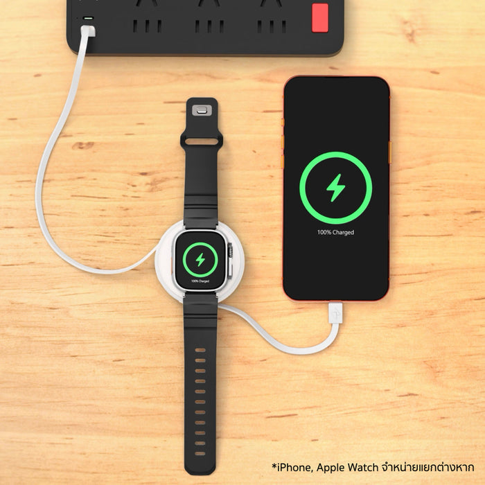 Function 101 2-in-1 Retractable Cable วางบนโต๊ะทำงาน จัดระเบียบสายชาร์จไม่เกะกะ