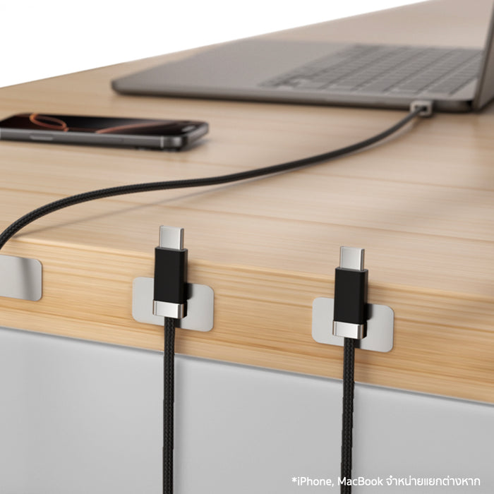 Function 101 Stay Cable ติด Metal Plate บนโต๊ะทำงาน จัดระเบียบสายชาร์จไม่เกะกะ