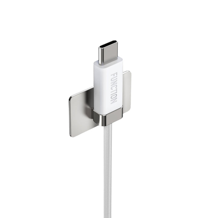 Function 101 Stay Cable USB-C to C 1.5M 60W สายชาร์จ Braided Nylon พร้อม Magnetic Adaptor สีขาว