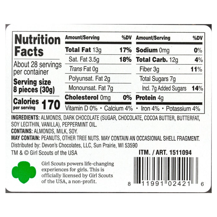 Girl Scout Thin Mints Almonds Meltable Girl Scout