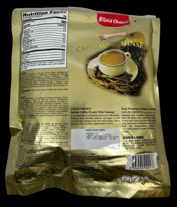 Gold Choice Instant Coffee Premix with Ginseng, 14.08 oz Gold Choice