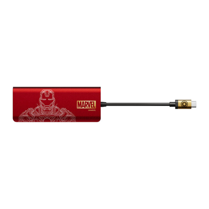 Hub USB-C แบบ 7 in 1 Pass 100W สีแดง - ลาย Iron Man