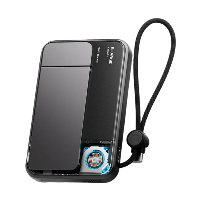 Power Bank SHARGE Icemag3 สีดำ ดีไซน์โปร่งใส รองรับชาร์จไร้สายแม่เหล็ก