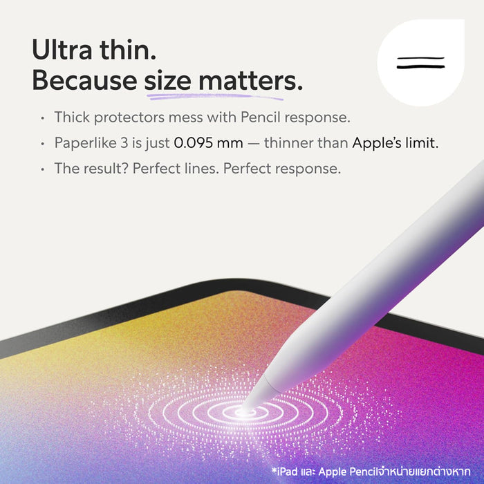 ฟิล์ม Paperlike iPad Pro 11 (2024) Film 3 สัมผัสกระดาษ เขียน Apple Pencil ลื่น วาดแม่น ลดรอยนิ้วมือ พร้อมปกป้องหน้าจอ