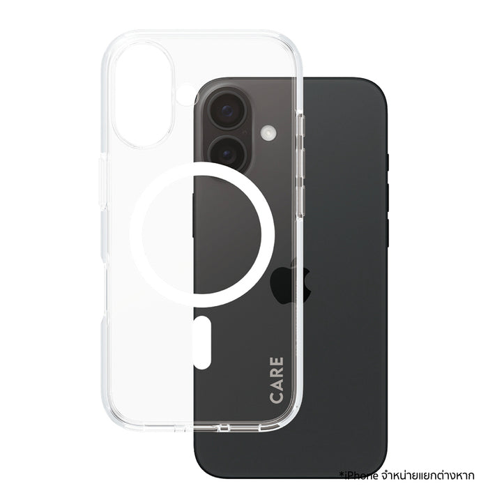 เคสไอโฟน Flagship รองรับ MagSafe สำหรับ iPhone 16 สี White ดีไซน์ใส จากแบรนด์ CARE by PanzerGlass
