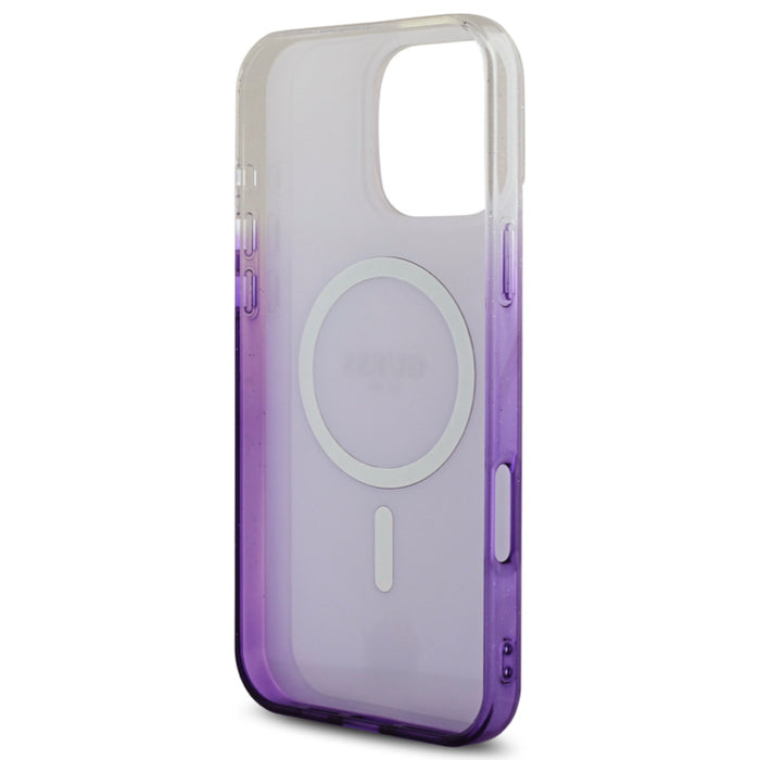 เคสไอโฟน Glitter Gradient รองรับ MagSafe สำหรับ iPhone 16 Pro Max สี Purple หรูหรา จากแบรนด์ GUESS