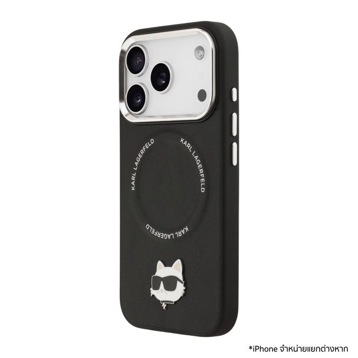 เคสกันกระแทก iPhone 17 Pro Karl Choupette Head PU MagSafe - Black
