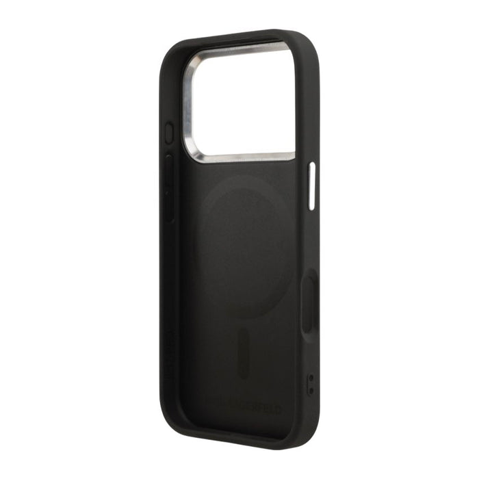 เคสกันกระแทก iPhone 17 Pro Karl Choupette Head PU MagSafe - Black