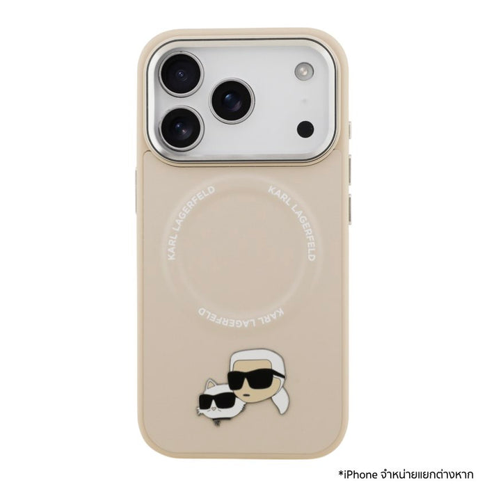 เคสกันกระแทก iPhone 17 Pro Karl Karl-Choupette Head PU รองรับ MagSafe - Beige