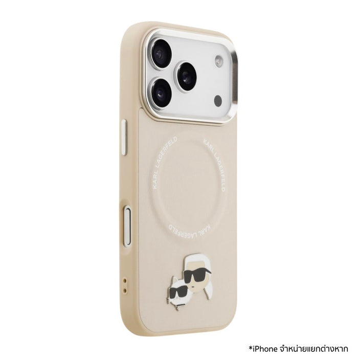 เคสกันกระแทก iPhone 17 Pro Karl Karl-Choupette Head PU รองรับ MagSafe - Beige