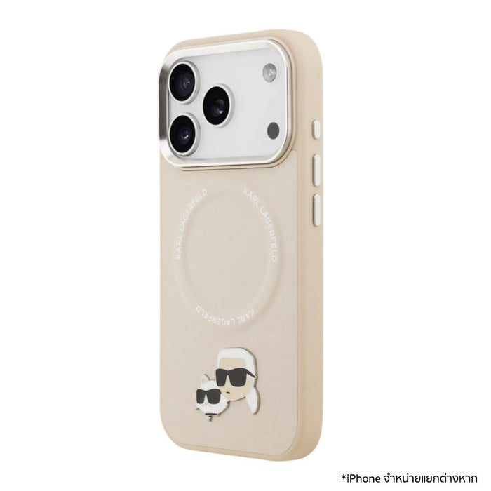 เคสกันกระแทก iPhone 17 Pro Karl Karl-Choupette Head PU รองรับ MagSafe - Beige
