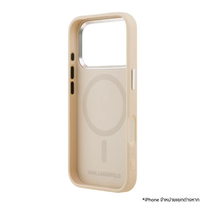 เคสกันกระแทก iPhone 17 Pro Karl Karl-Choupette Head PU รองรับ MagSafe - Beige