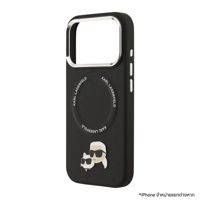 เคสกันกระแทก iPhone 17 Pro Karl Karl-Choupette Head PU รองรับ MagSafe - Black