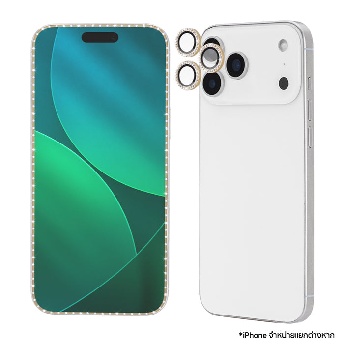 ชุดฟิล์มและเลนส์ KATE SPADE สำหรับ iPhone 17 Pro ดีไซน์ Set in Stone Gold