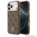 เคส iPhone 17 Pro Max GUESS หนัง PU สีน้ำตาล รองรับ MagSafe ดีไซน์บางหรู โลโก้ 4G Triangle ปกป้องเครื่องรอบด้าน จับถนัด ใช้งานง่ายทุกพอร์ต