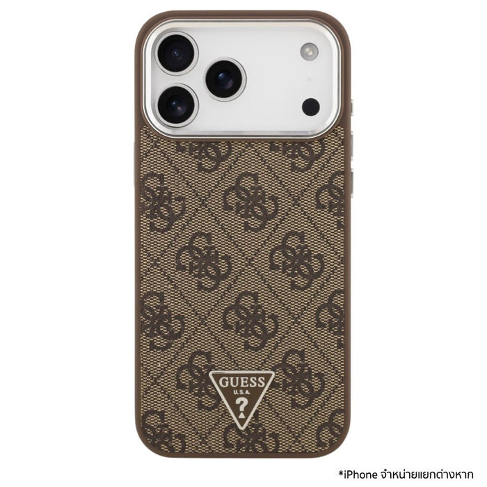 เคส iPhone 17 Pro Max GUESS หนัง PU สีน้ำตาล รองรับ MagSafe ดีไซน์บางหรู โลโก้ 4G Triangle ปกป้องเครื่องรอบด้าน จับถนัด ใช้งานง่ายทุกพอร์ต