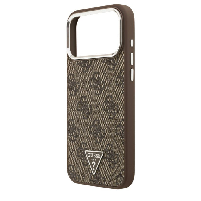 เคส iPhone 17 Pro Max GUESS หนัง PU สีน้ำตาล รองรับ MagSafe ดีไซน์บางหรู โลโก้ 4G Triangle ปกป้องเครื่องรอบด้าน จับถนัด ใช้งานง่ายทุกพอร์ต