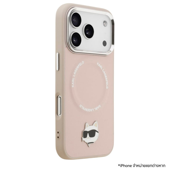 เคสกันกระแทก iPhone 17 Pro Max Karl Choupette Head PU MagSafe - Pink